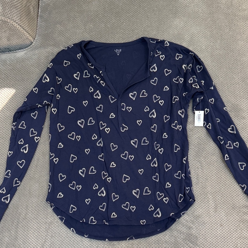 GAP Navy Heart Print Blouse